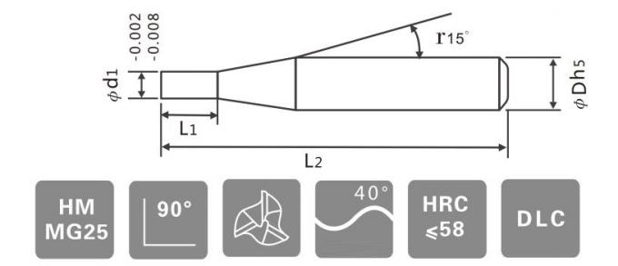 45 Spiraalvormige Hoek 3 Fluit Stevig Carbide Endmills voor Aluminiumlegering